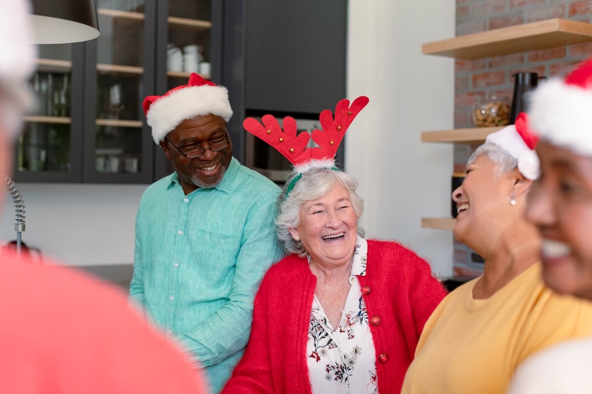 Happy Group of Seniors Celebrating Christmas