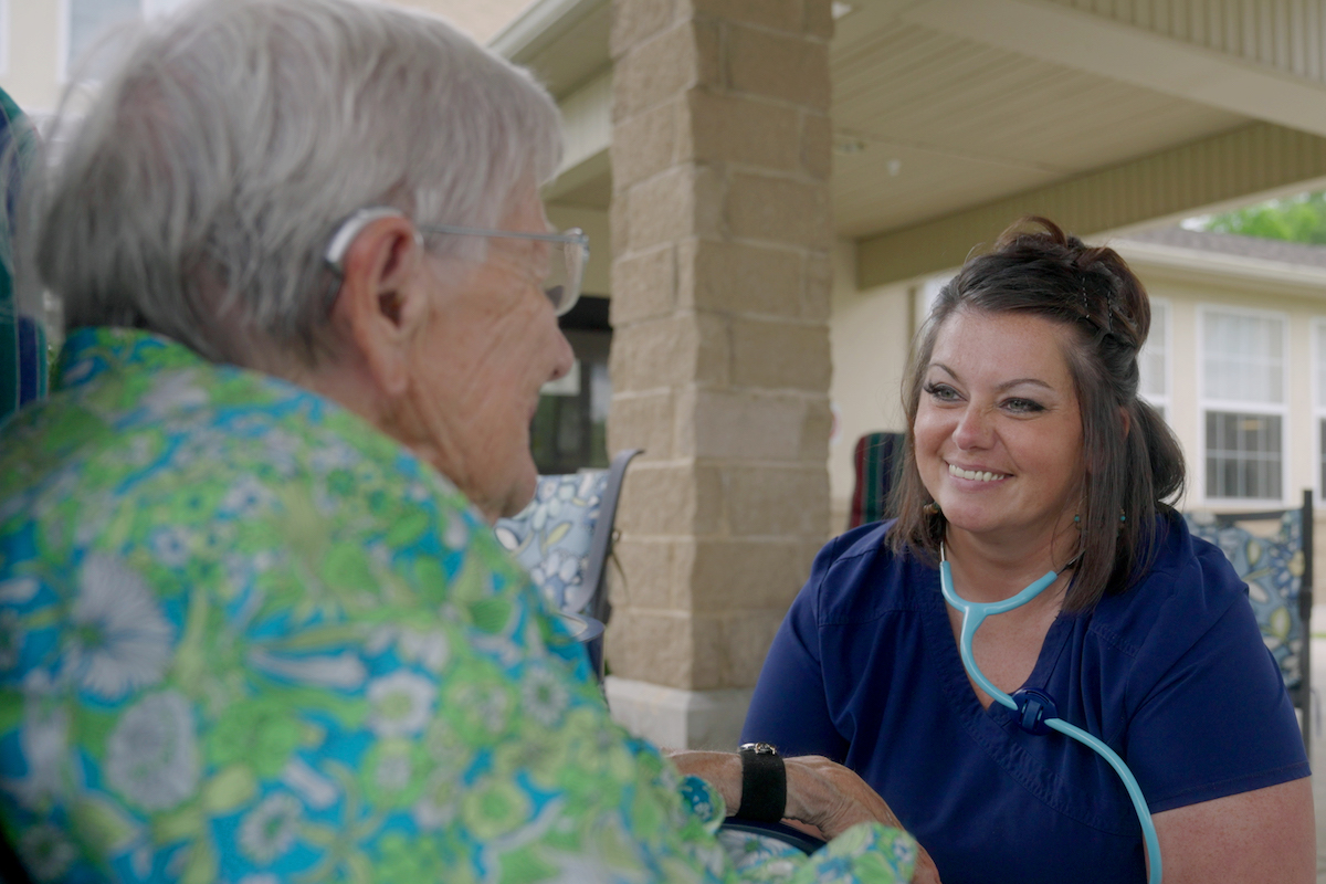 Uplands Village_Senior Woman and Caregiver