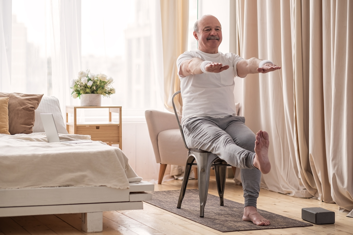 Senior Man Doing Chair Exercises_Uplands Village